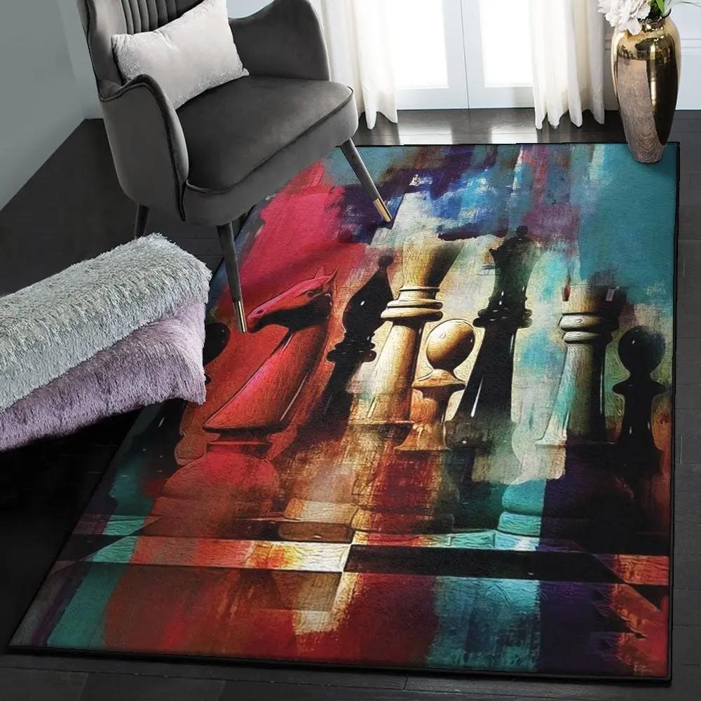Chess carpets for living room, chess rug Rectangle Rug