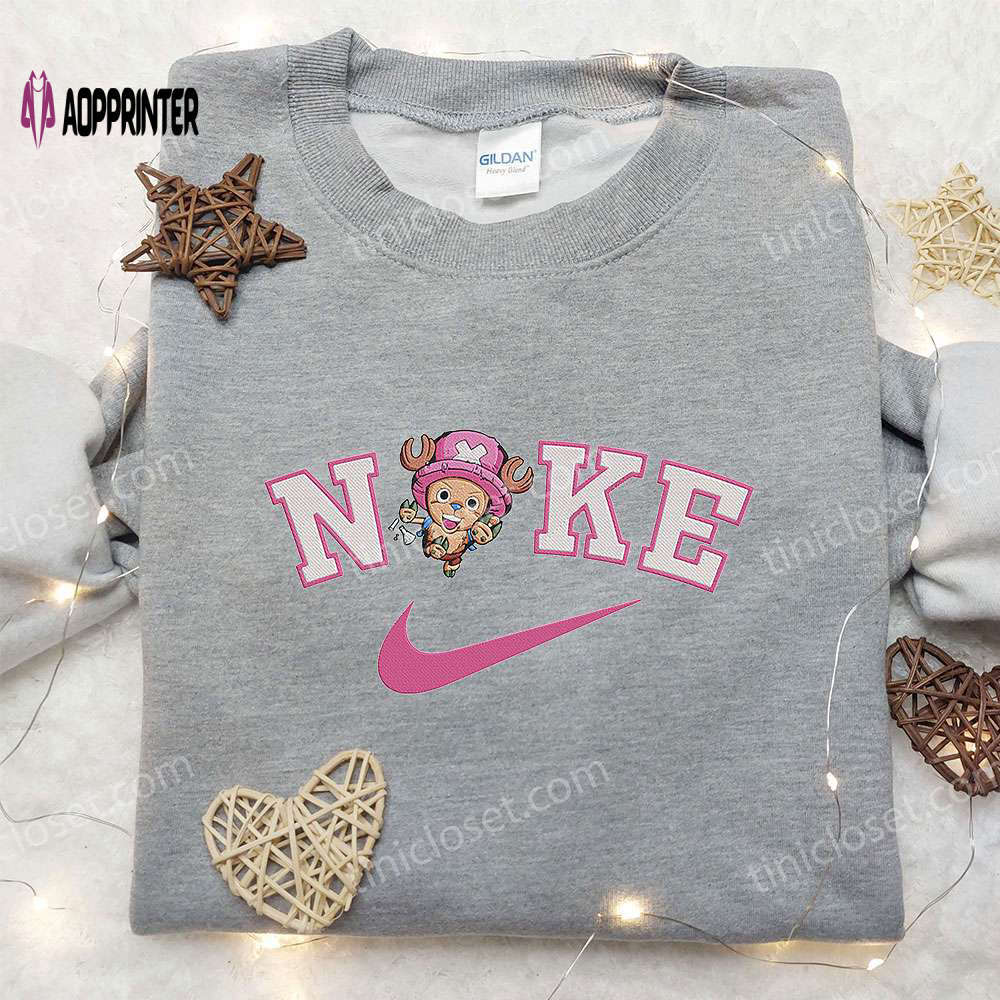 Chibi tony tony chopper x nike anime embroidered hoodie & shirts – one piece & nike inspired designs Embroidered Shirt