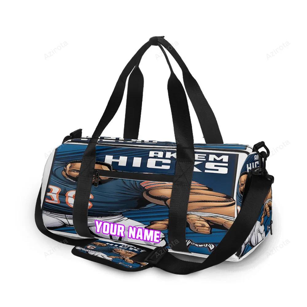 Chicago bears akiem hicks1 personalized name travel bag gym bag 671 Travel Bag