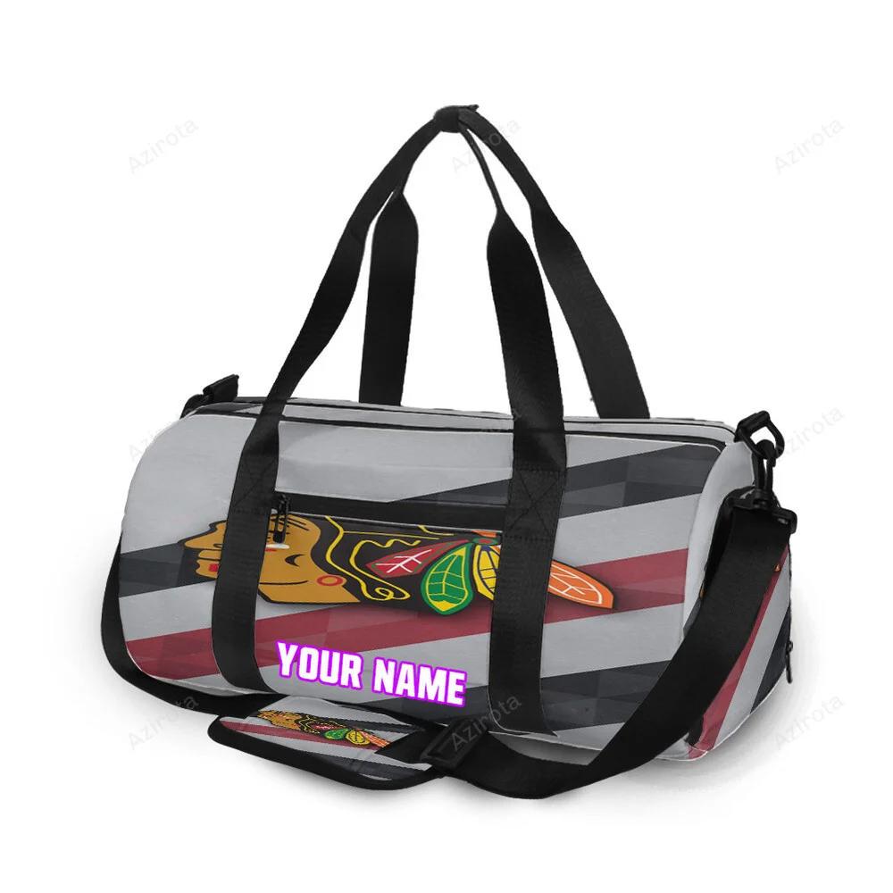 Chicago blackhawks emblem texture13 personalized name travel bag gym bag 1644 Travel Bag