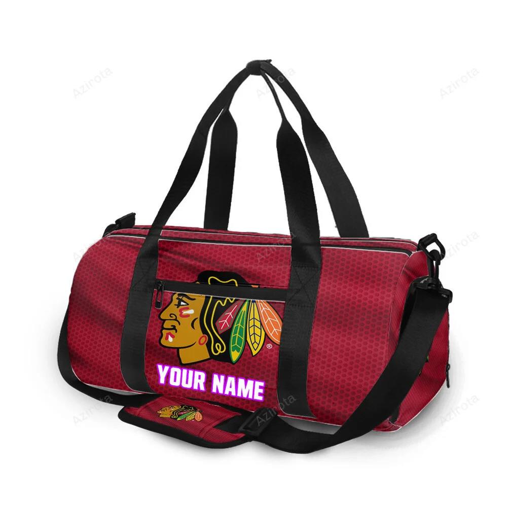 Chicago blackhawks emblem texture14 personalized name travel bag gym bag 314 Travel Bag