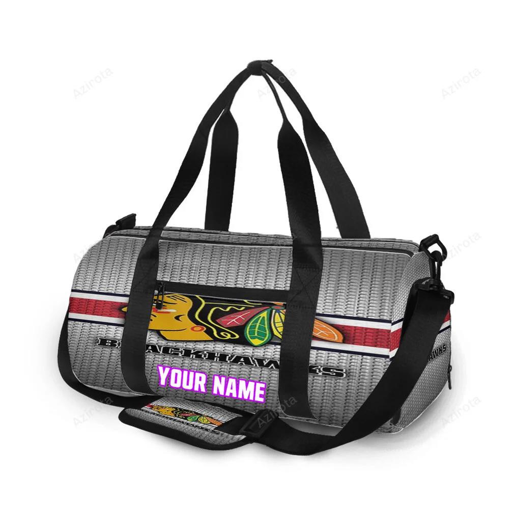 Chicago blackhawks symbol metal personalized name travel bag gym bag 1888 Travel Bag