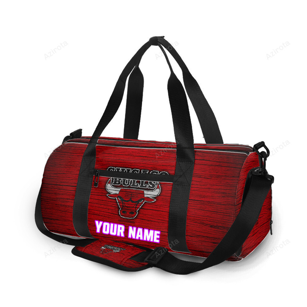 Chicago bulls wooden v6 personalized name travel bag gym bag 836 Travel Bag