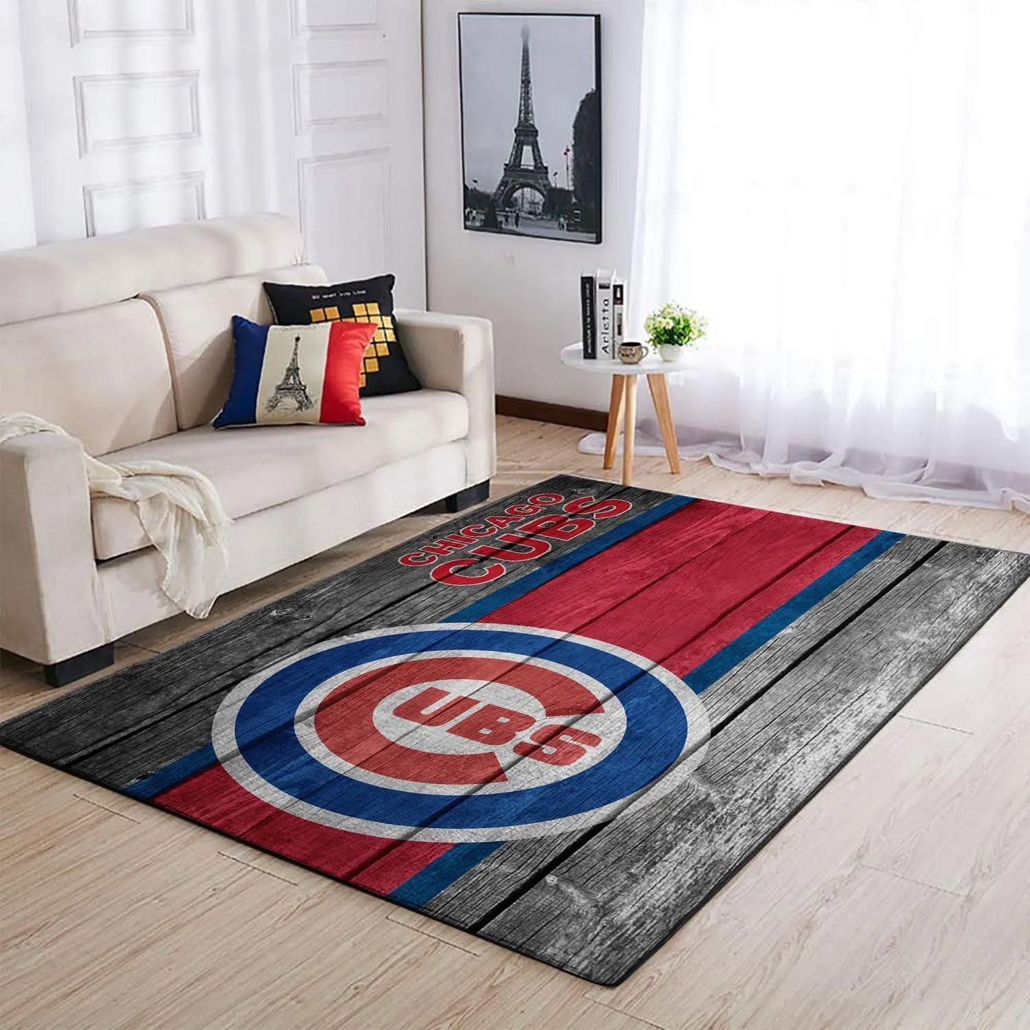 Chicago cubs wooden area rug mlb baseball team logo carpet living room rugs 5 Rectangle Rug