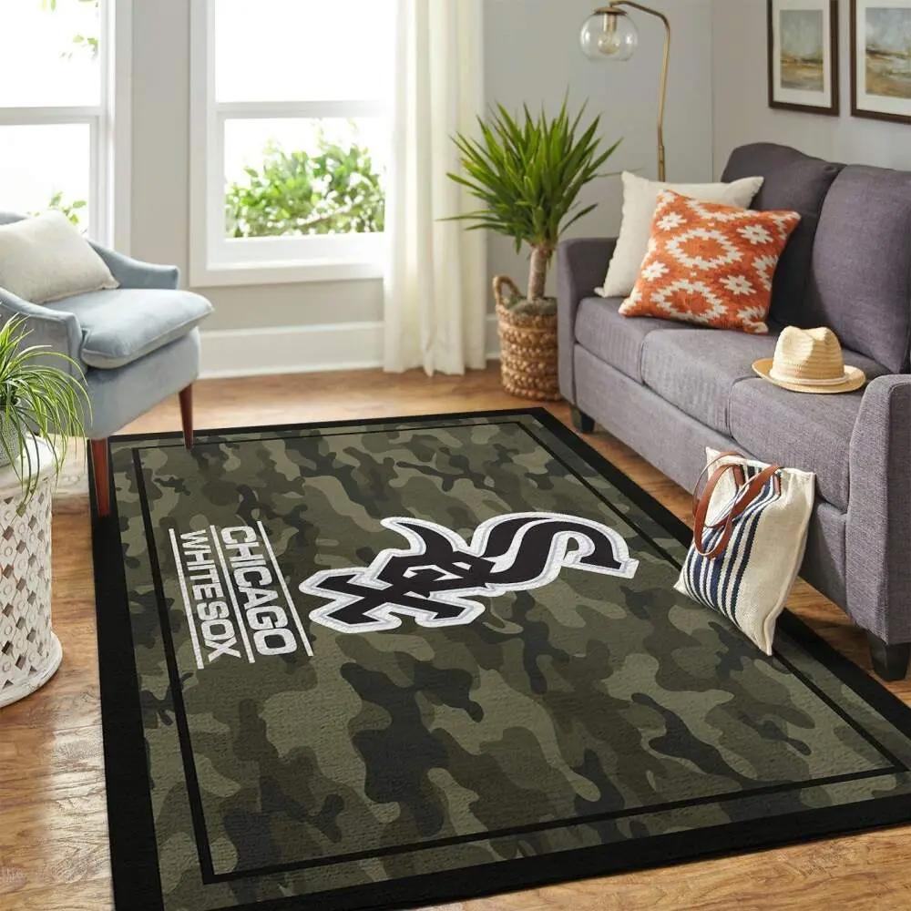 Chicago white sox mlb area rugs camo style living room carpet team logo home rug regtangle carpet floor decor home decor Rectangle Rug
