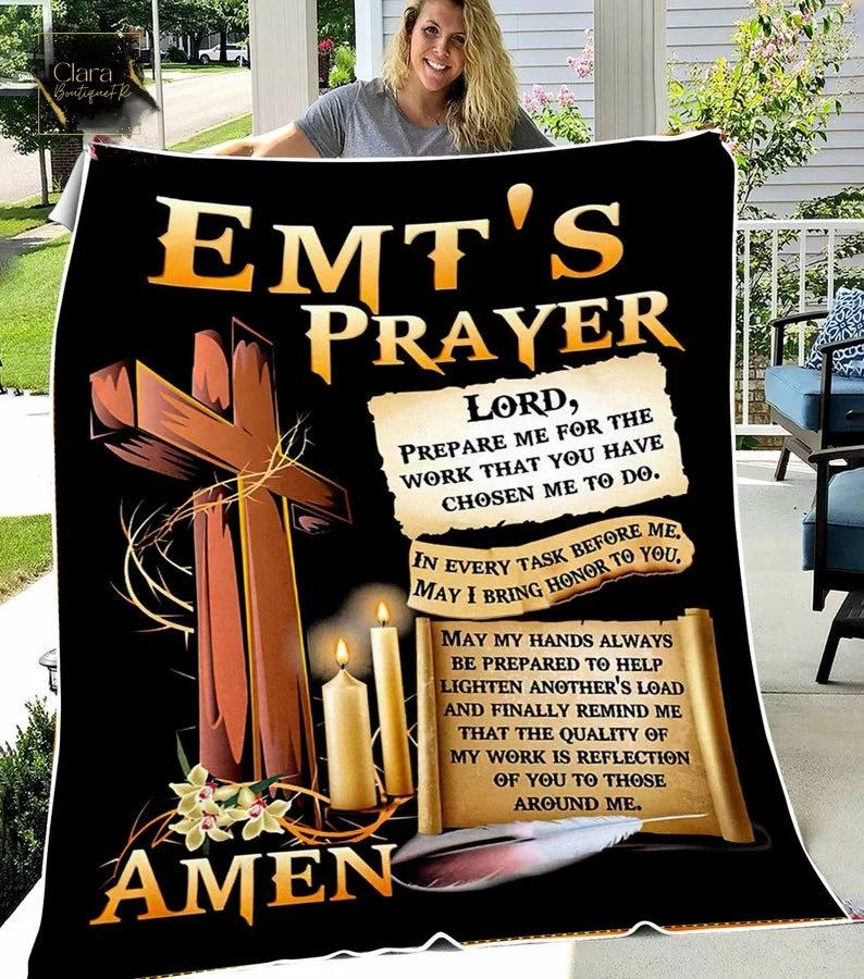 Christian bible verse - emt's prayer amen fleece blanket, mink sherpa blanket, jesus blanket, christian quilt, god lover blanket Quilt Blanket