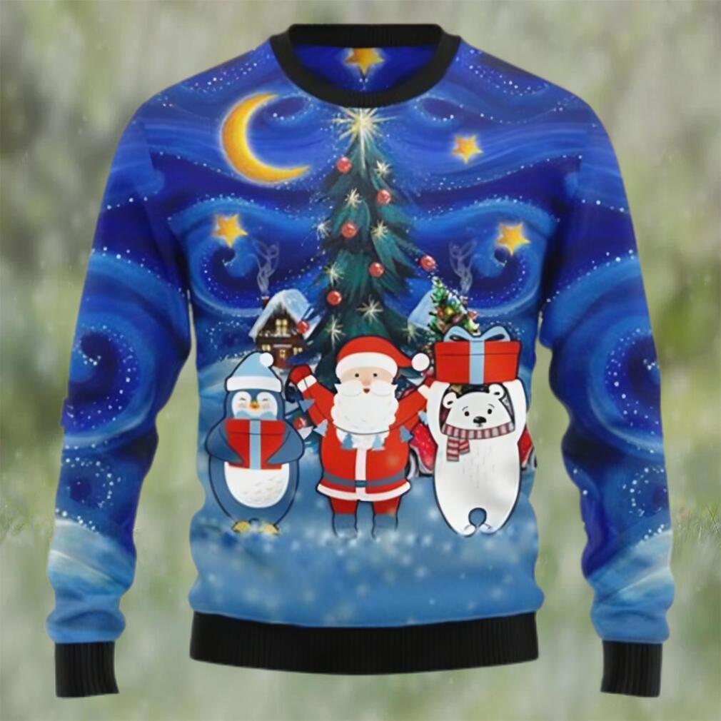 Christmas card polar bear santa penguin ugly christmas sweater Christmas Ugly Sweater