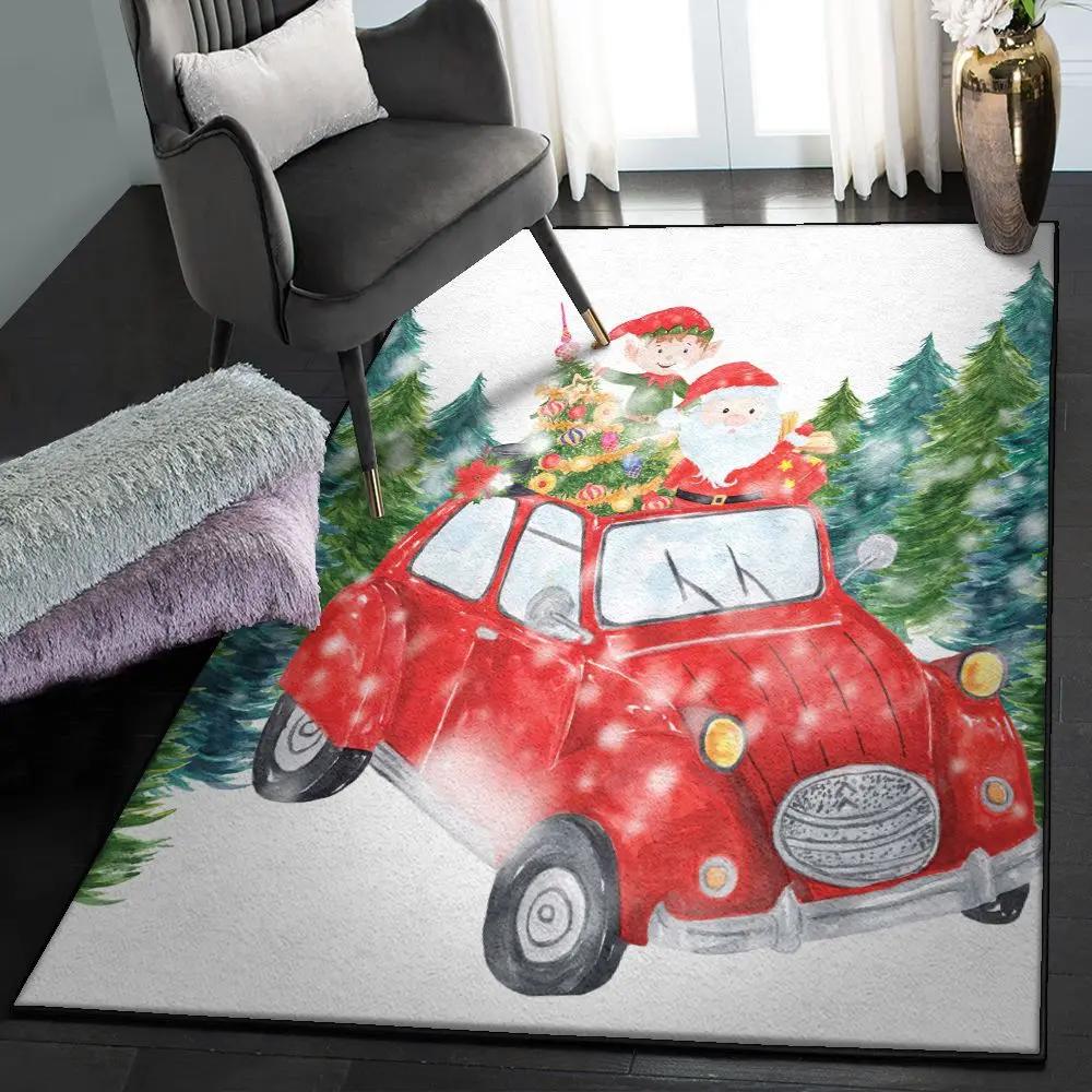 Christmas indoor outdoor carpet, christmas red truck rug Rectangle Rug