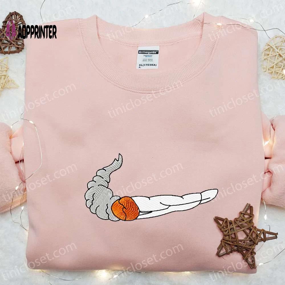 Cigarette x nike swoosh embroidered tshirt: best nike inspired shirt for him perfect gift Embroidered Shirt