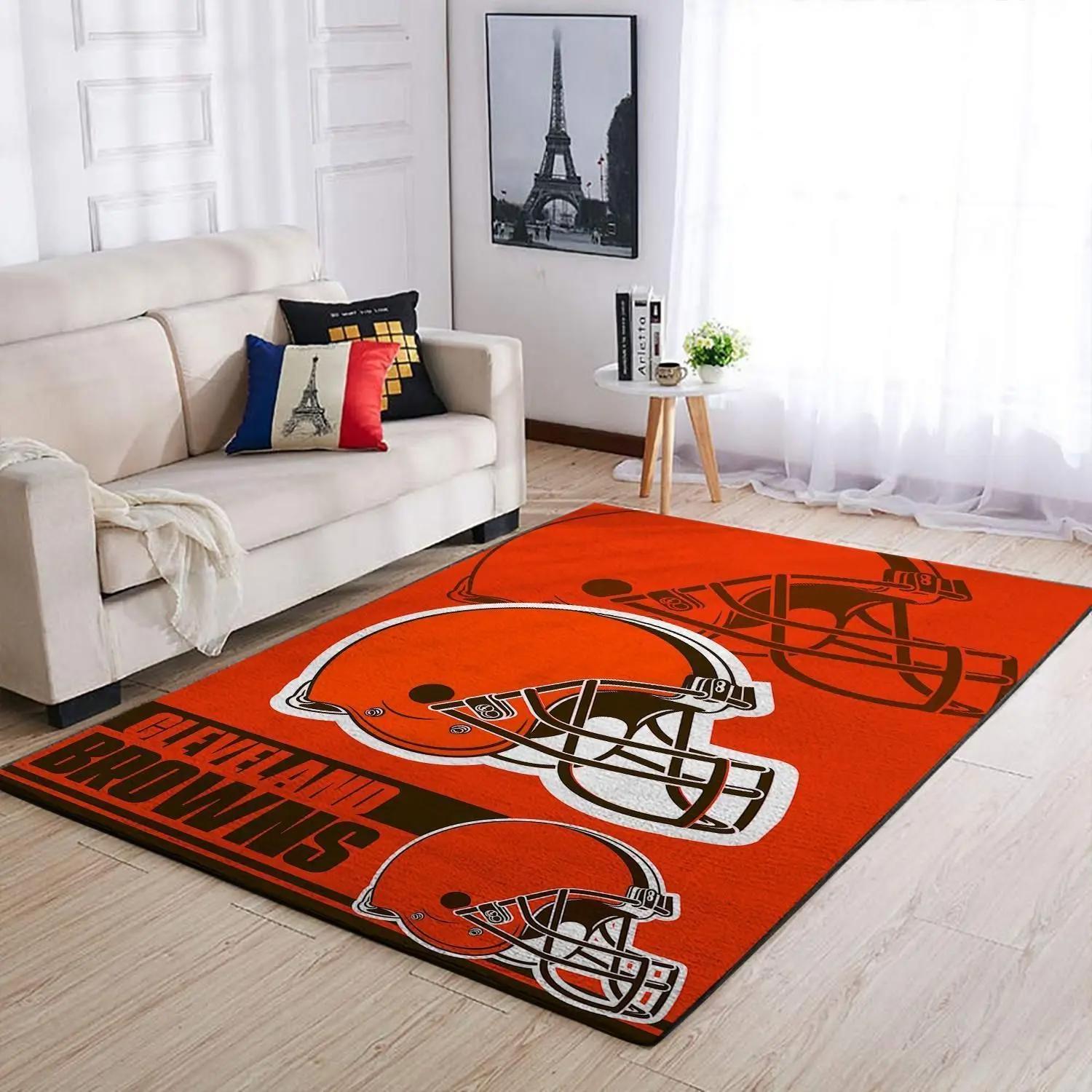 Cleveland browns nfl team logo helmet rectangle area rug living room carpet rug Rectangle Rug