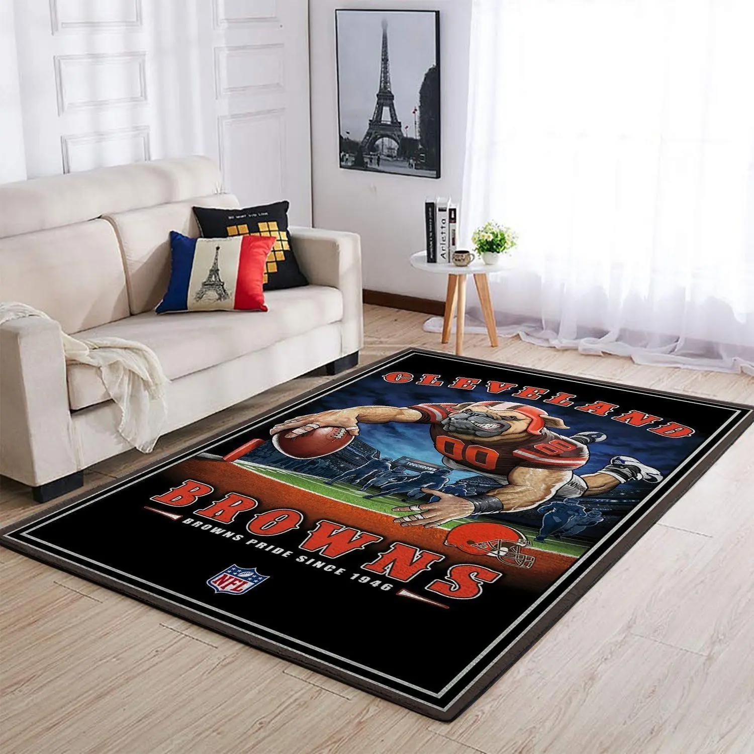 Cleveland browns nfl team pride rectangle area rug living room carpet Rectangle Rug