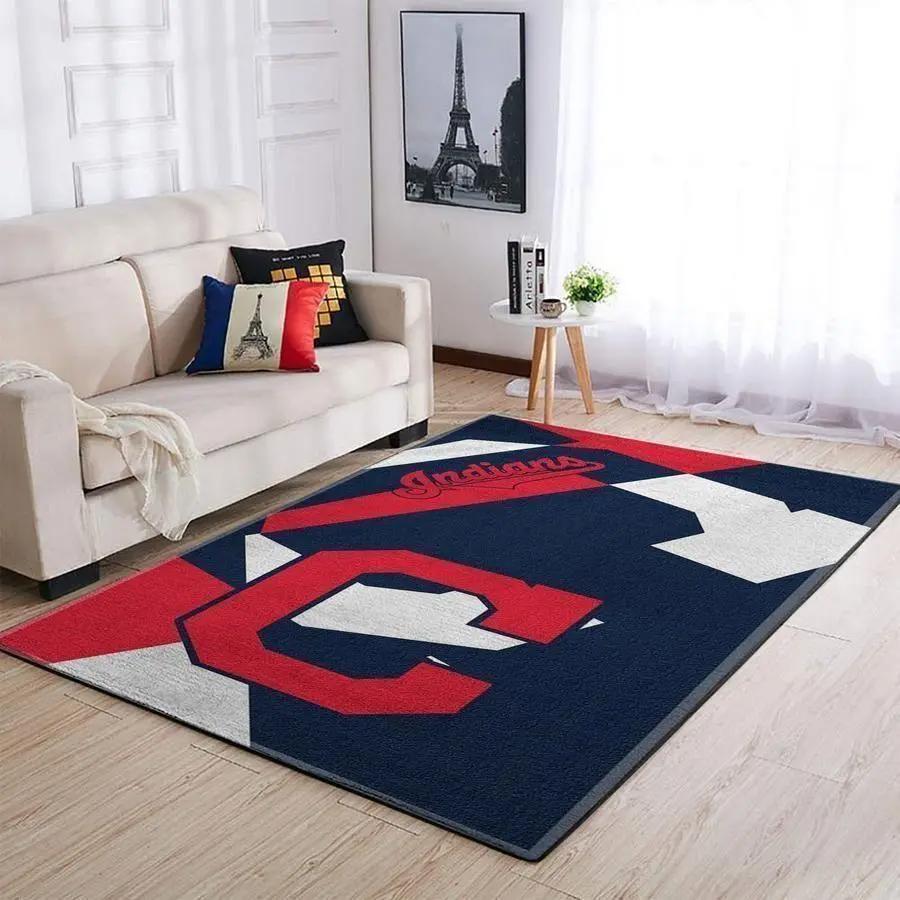 Cleveland indians mlb baseball team logo area rug floor decor home rug v5575 Rectangle Rug