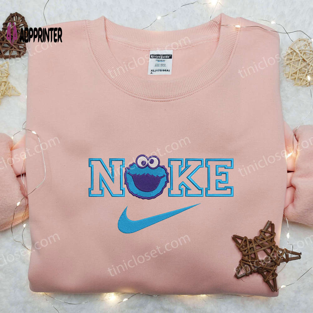 Cookie monster x nike embroidered shirt – custom sesame street tee Embroidered Shirt