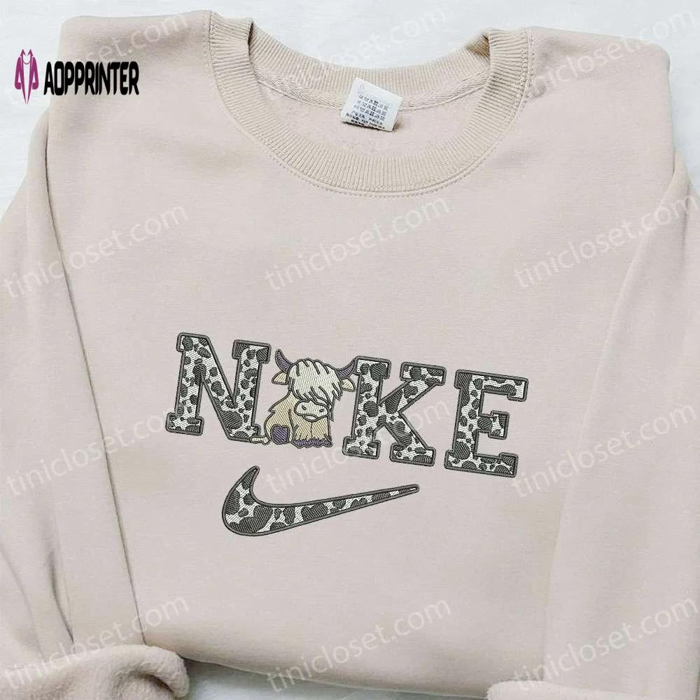 Cow x nike embroidered tshirt animal sweatshirt & hoodie: trendy nike-inspired apparel Embroidered Shirt