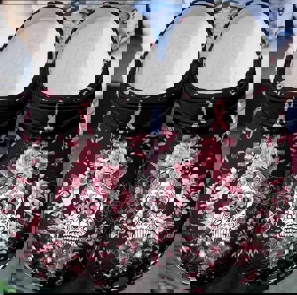 Crocs outfit - breast cancer awareness floral skull crocs crocband clog shoes - 293 Crocs Outfit