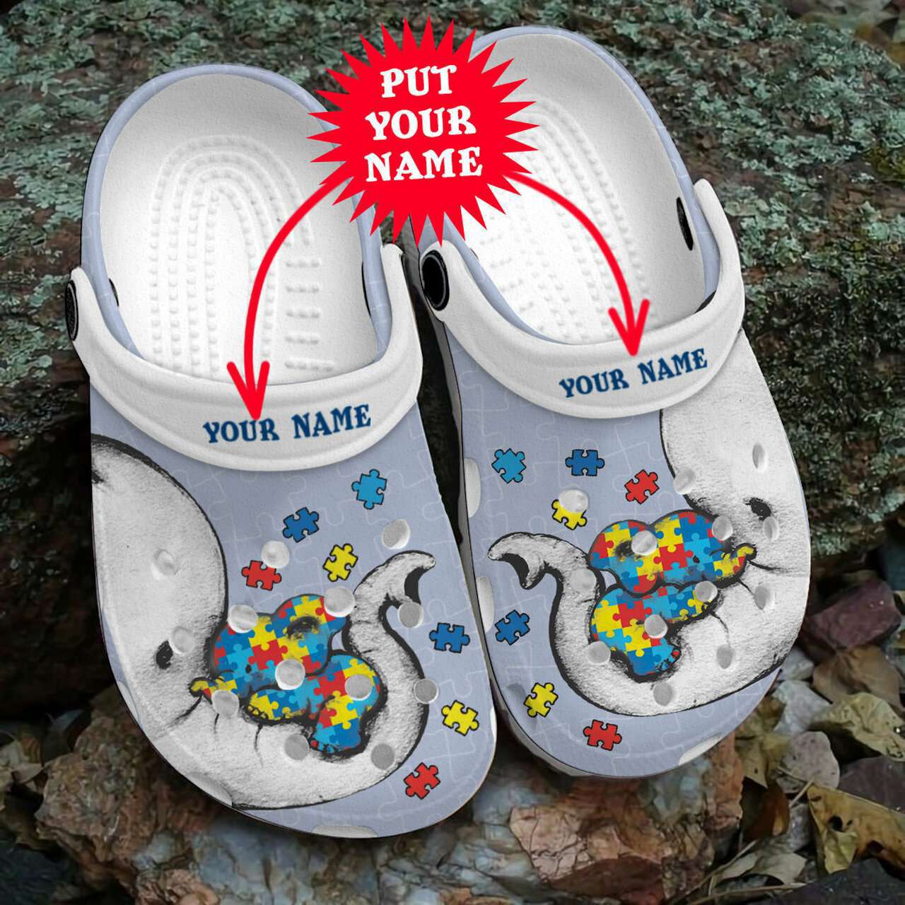 Crocs outfit - custom name autism awareness day elephant mom and baby puzzle piece crocs crocband clog shoes - 451 Crocs Outfit