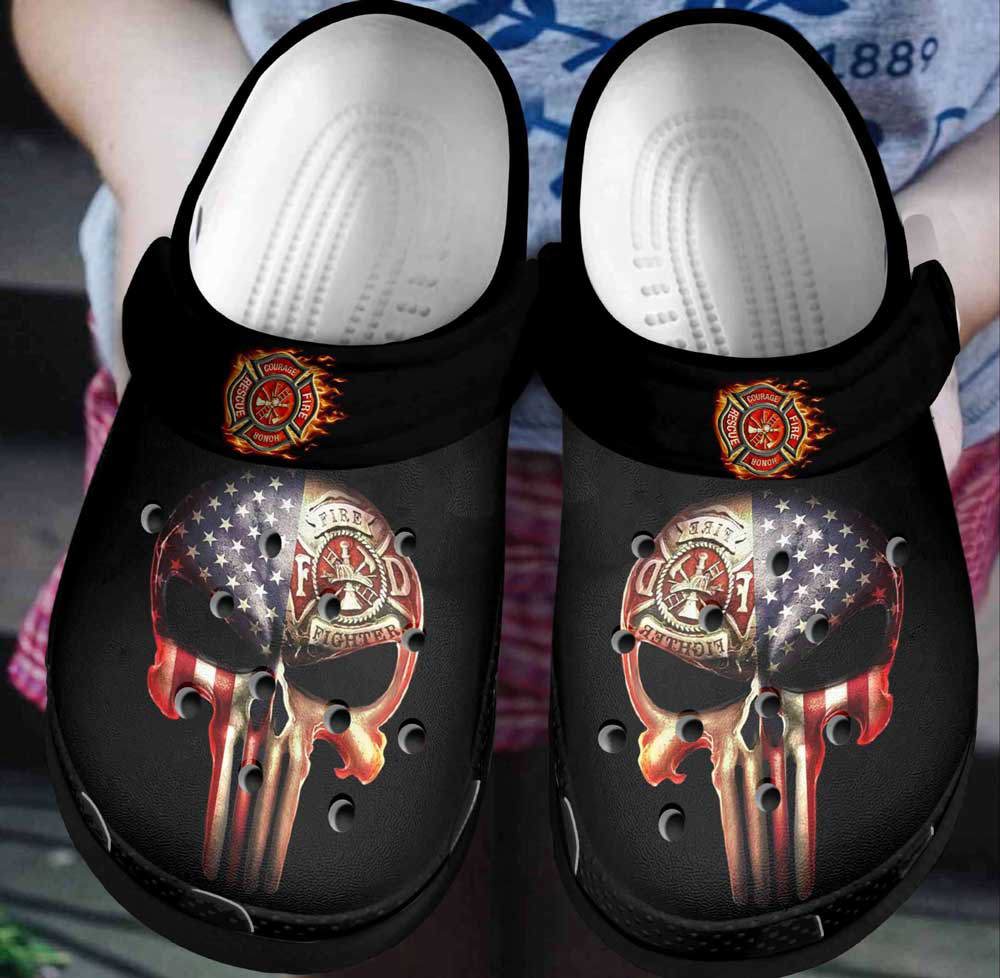 Crocs outfit - firefighter american flag punisher skull crocs clogs crocband shoes - 697 Crocs Outfit