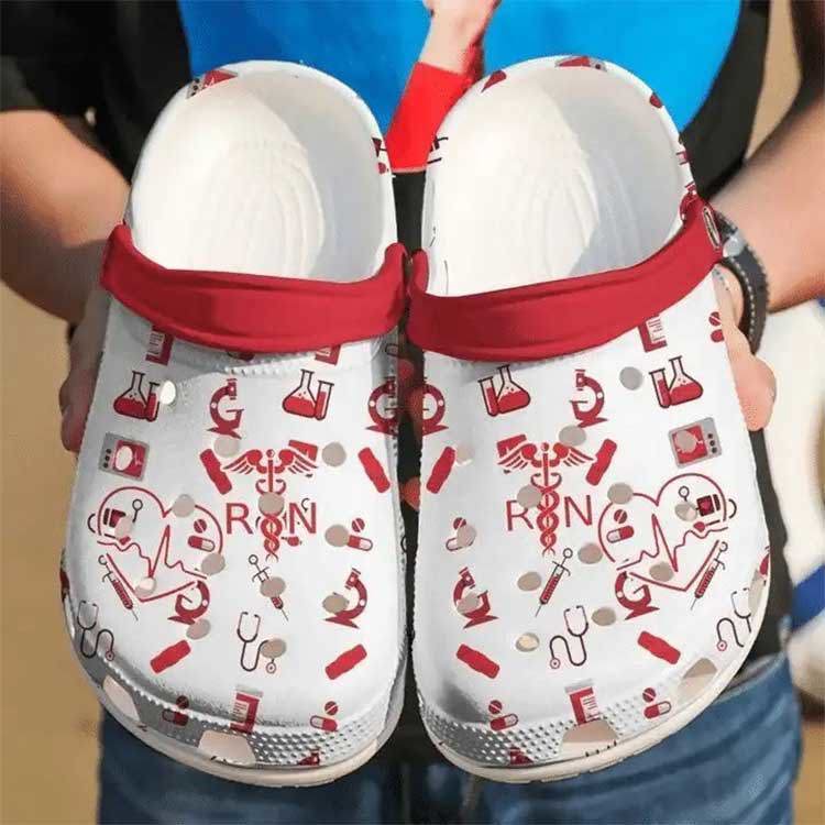 Crocs outfit - nurse red symbols pattern crocs crocband clog shoes - 1562 Crocs Outfit
