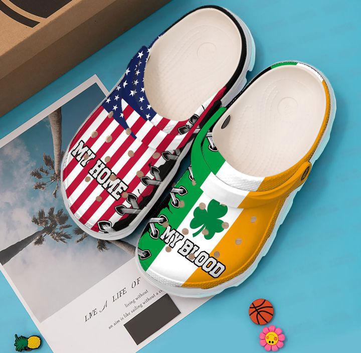 Crocs outfit - st patrick’s day american flag my home my blood irish crocband crocs shoes - 2065 Crocs Outfit