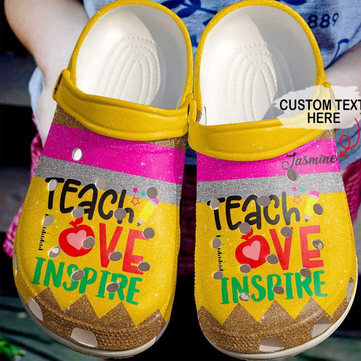 Crocs outfit - teacher personalized name peace love teach crocs crocband clog shoes for men women - 2179 Crocs Outfit