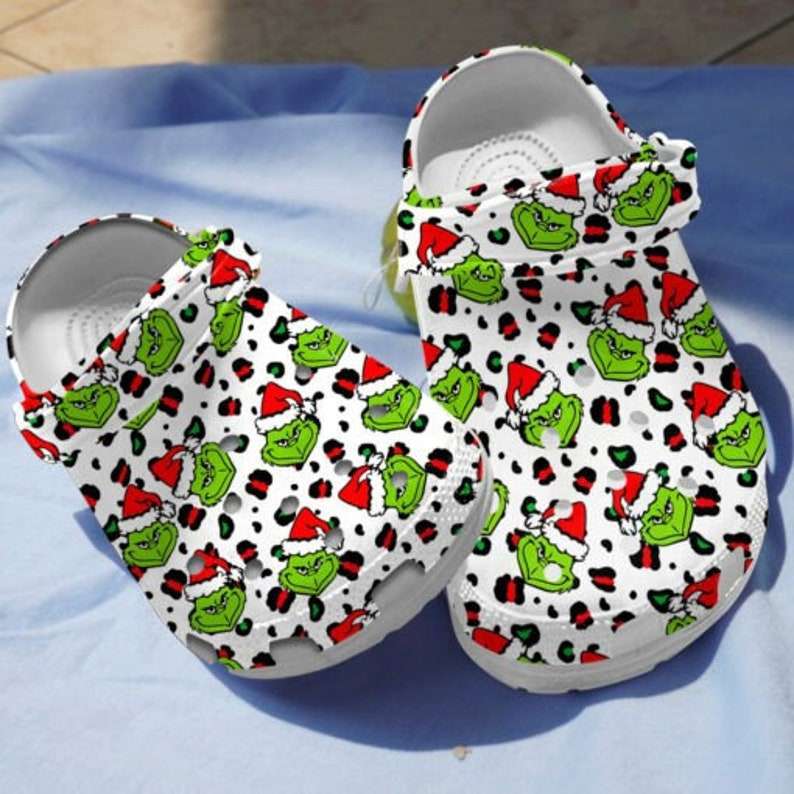 Crocs outfit - the grinch santa leopard christmas crocs clogs crocband shoes - 2209 Crocs Outfit