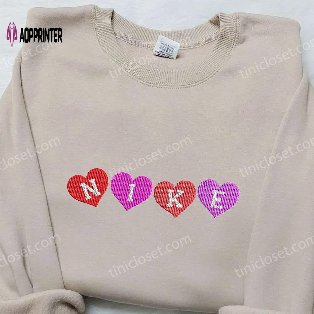 Custom nike embroidered shirt four heart x valentine design Embroidered Shirt