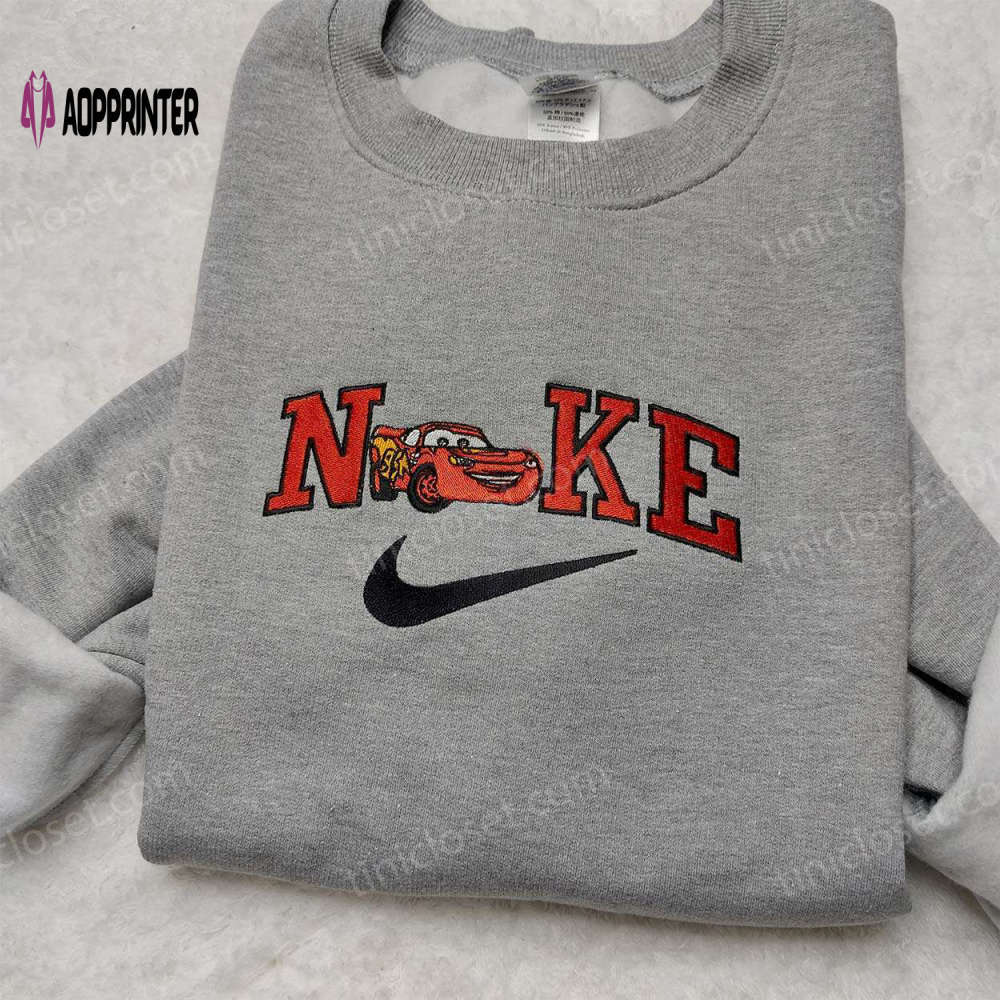 Custom nike lightning mcqueen & pixar cars embroidered shirt – disney inspired design Embroidered Shirt