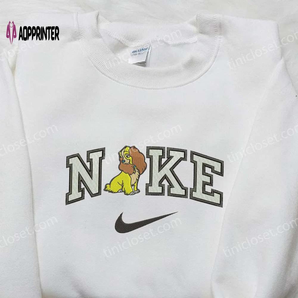 Custom nike x lady dog embroidered shirt: lady and the tramp cartoon design Embroidered Shirt