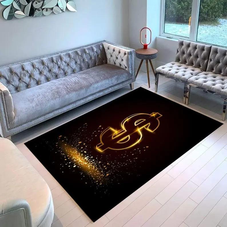 Customizable golden dollar rug area rug carpet living room rug us gift decor Rectangle Rug