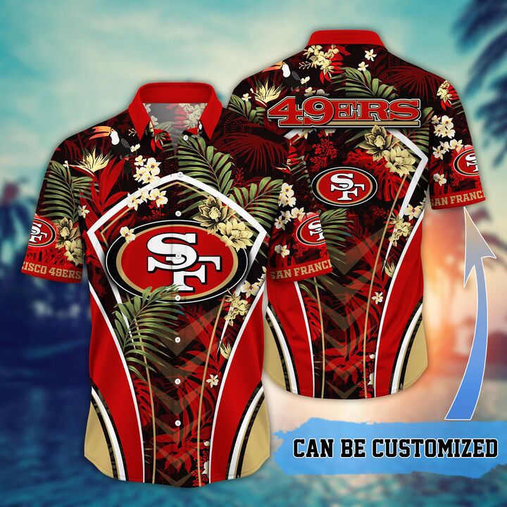 Customized san francisco 49ers nfl flower summer tropical hawaiian shirt Hawaii Shirt Shorts & Flip Flops