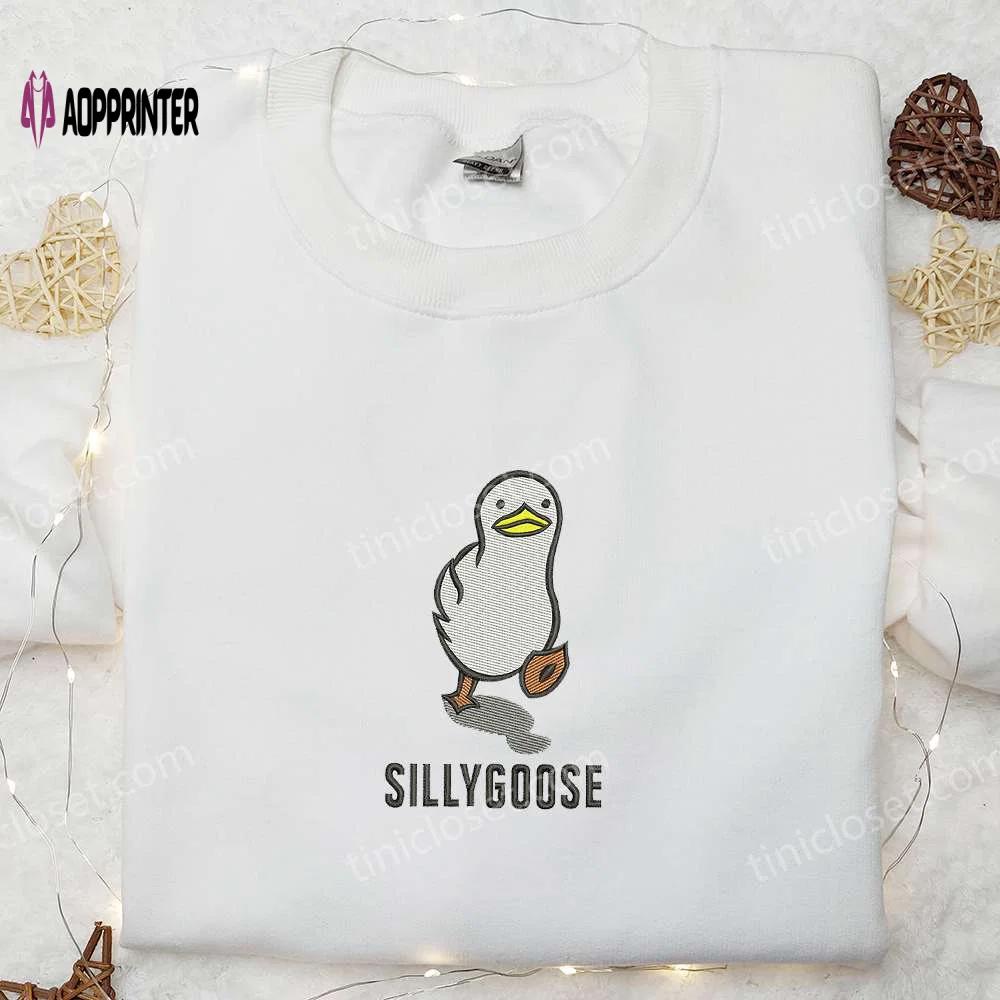 Cute silly goose embroidered shirt – fun animal & funny design Embroidered Shirt