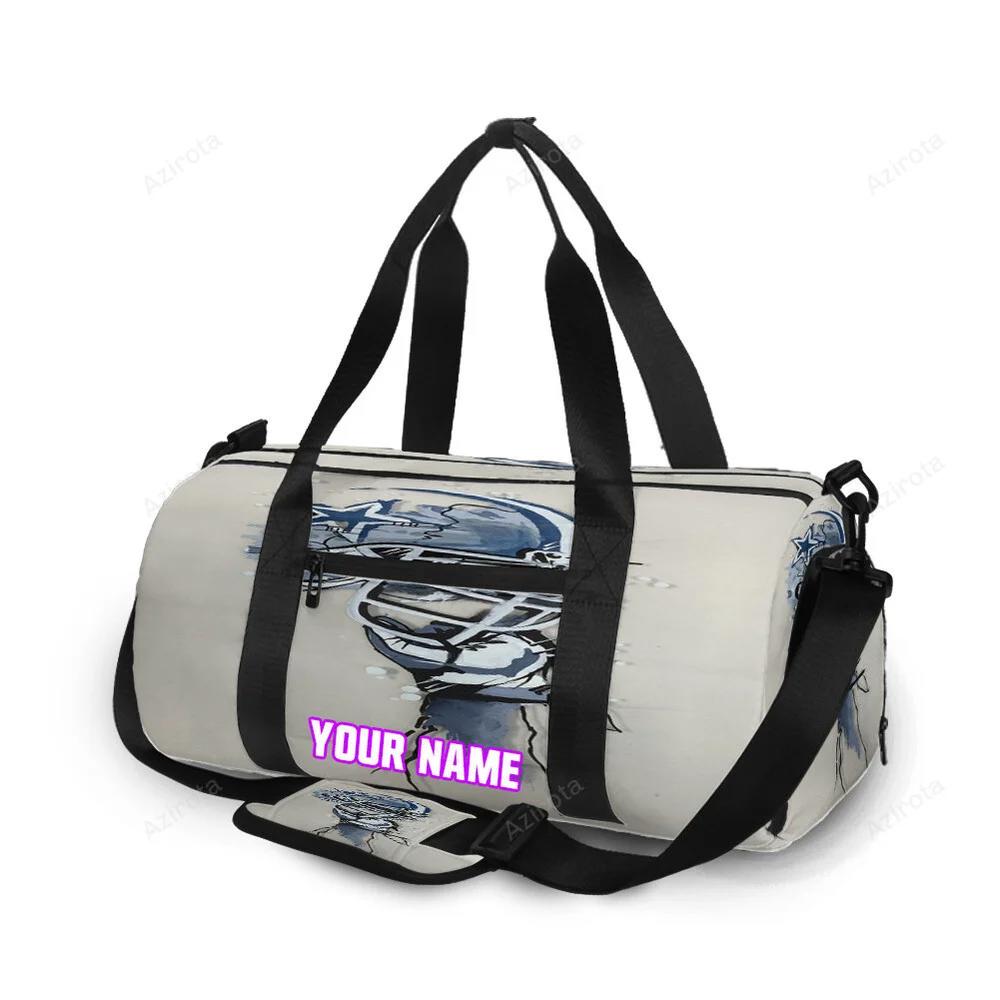 Dallas cowboys hand holding helmet personalized name travel bag gym bag 1629 Travel Bag