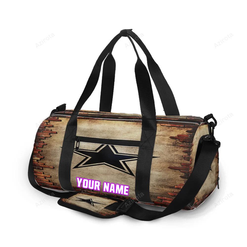 Dallas cowboys star brick wall personalized name travel bag gym bag 2169 Travel Bag