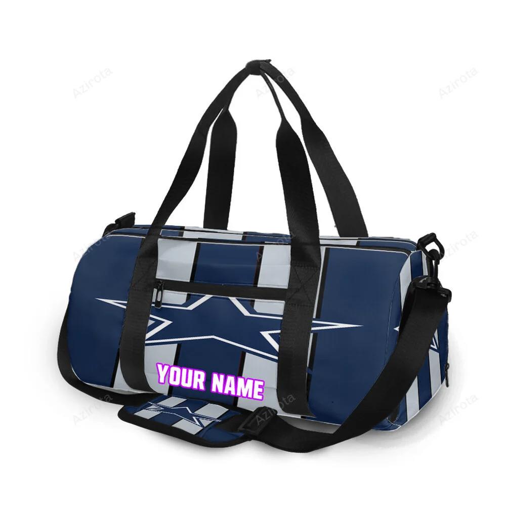 Dallas cowboys star striped navy personalized name travel bag gym bag 337 Travel Bag