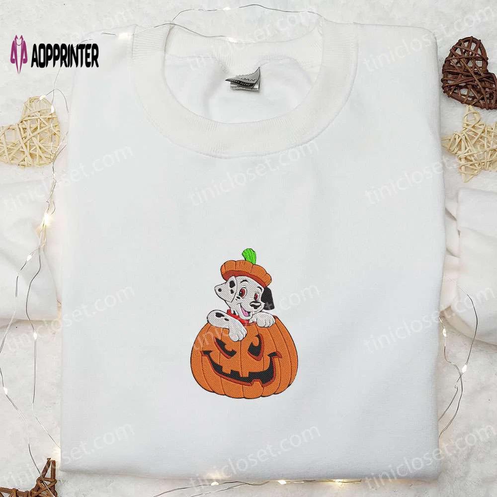 Dalmatian halloween pumpkin embroidered shirt – cute gift idea for halloween Embroidered Shirt