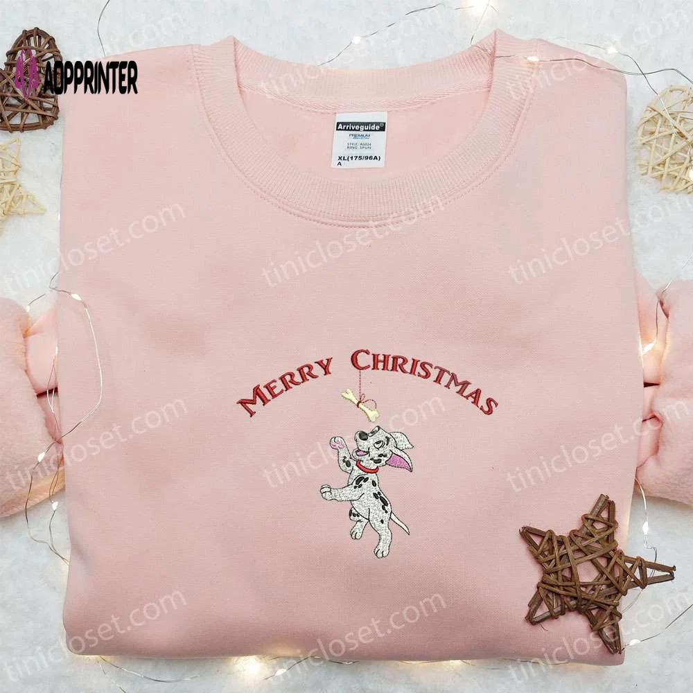 Dalmatian with bone merry christmas shirt disney characters hoodie – best family christmas gifts Embroidered Shirt