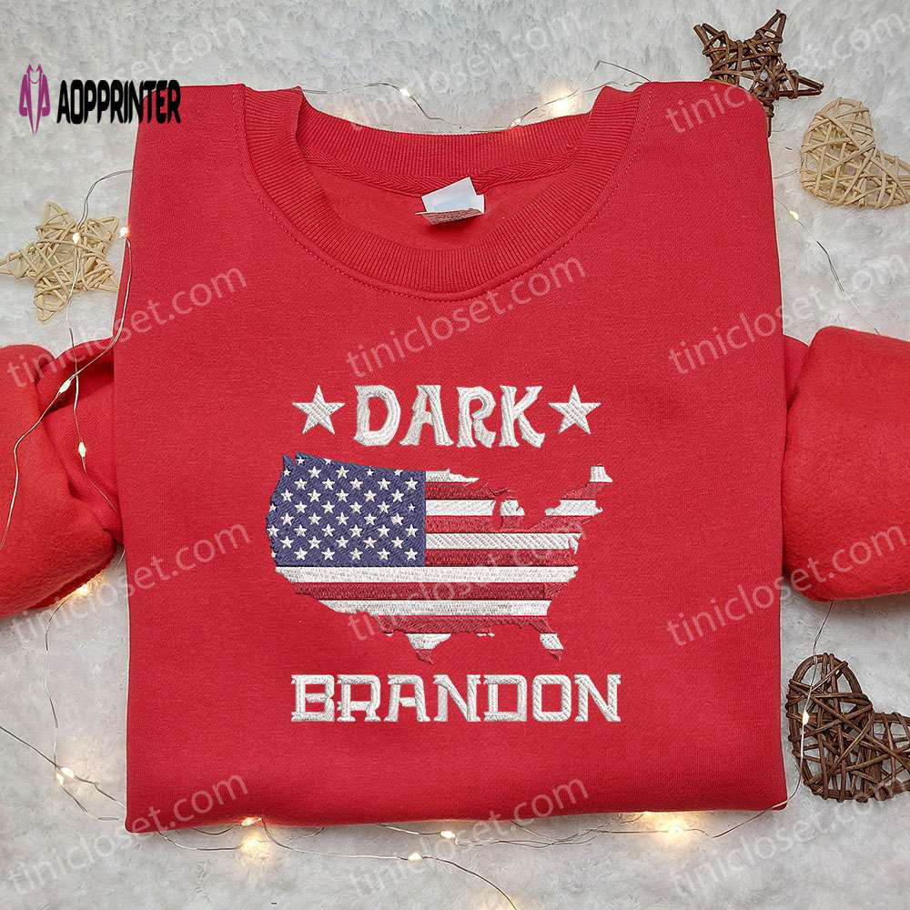 Dark brandon embroidered shirt: joe biden design – hot political topics t-shirt Embroidered Shirt