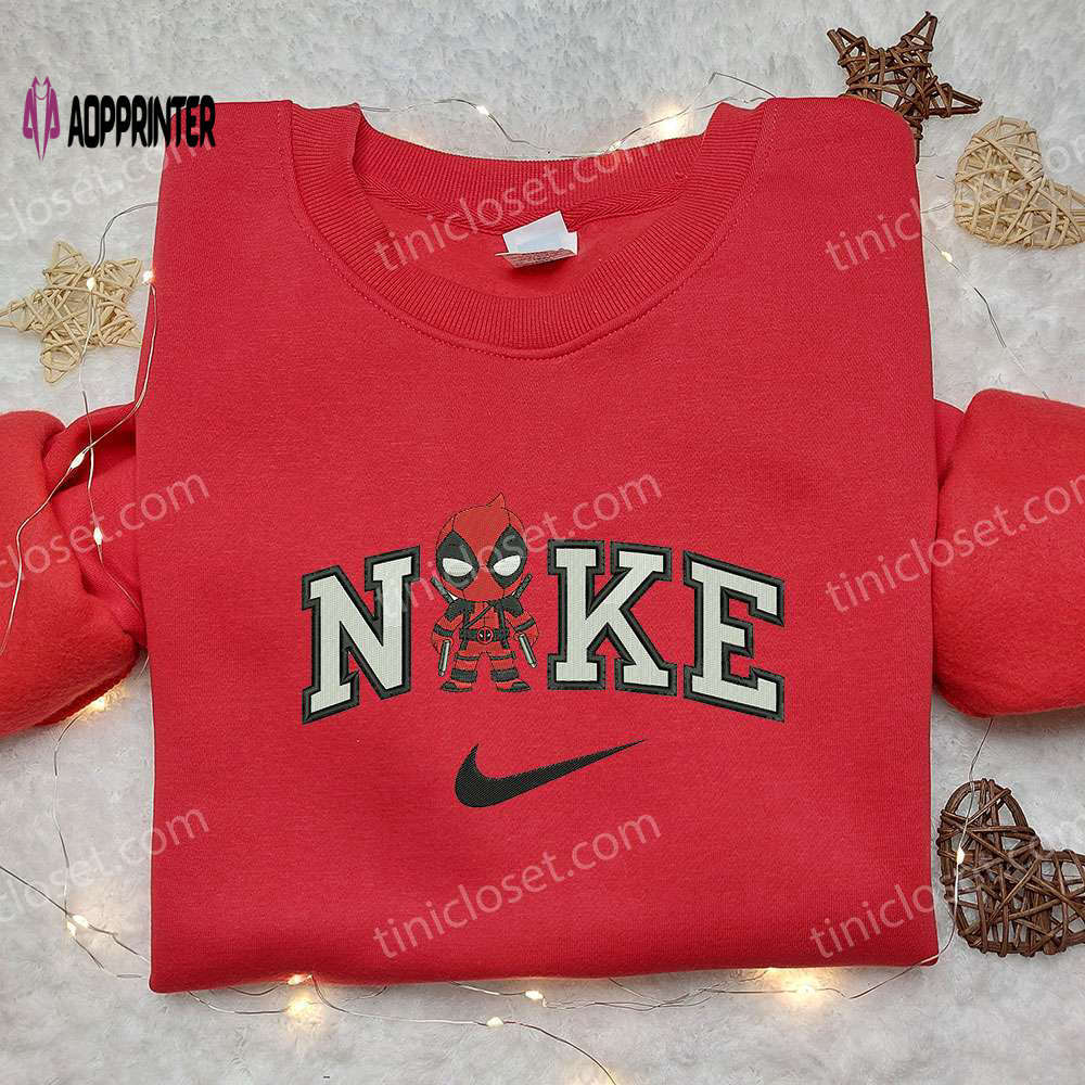 Deadpool chibi x nike embroidered shirt – custom marvel tee with nike logo Embroidered Shirt