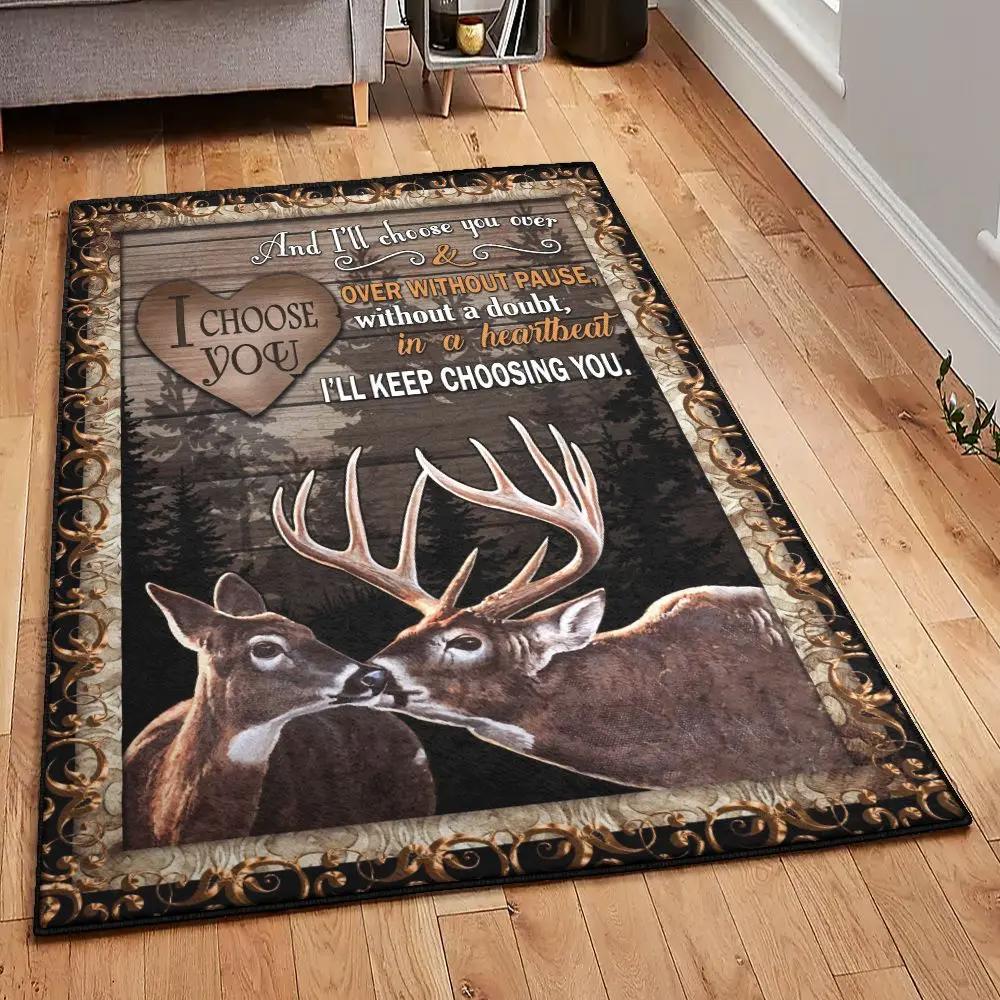 Deer & deer hunting bedroom rugs, deer rug Rectangle Rug
