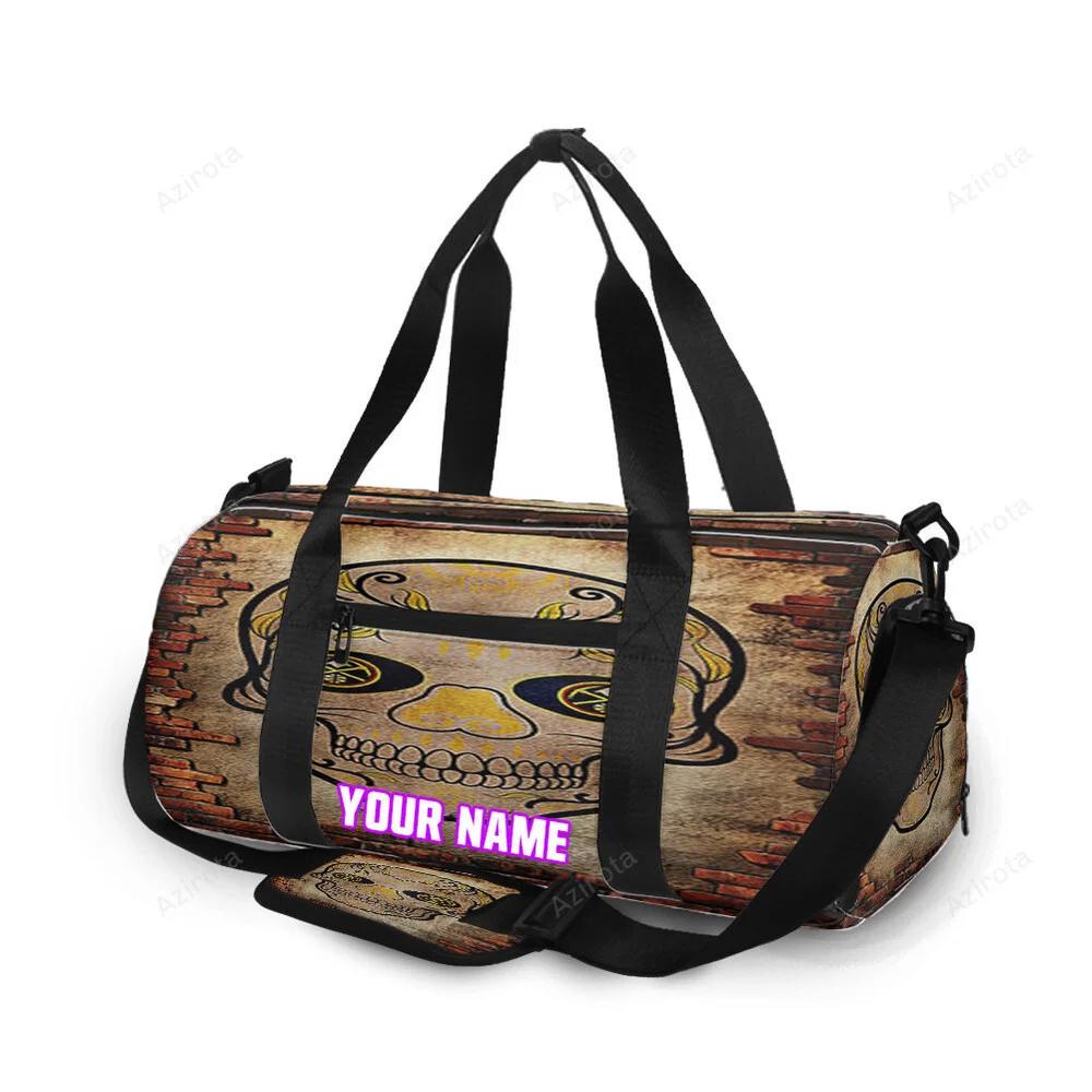 Denver nuggets skull brick personalized name travel bag gym bag 712 Travel Bag