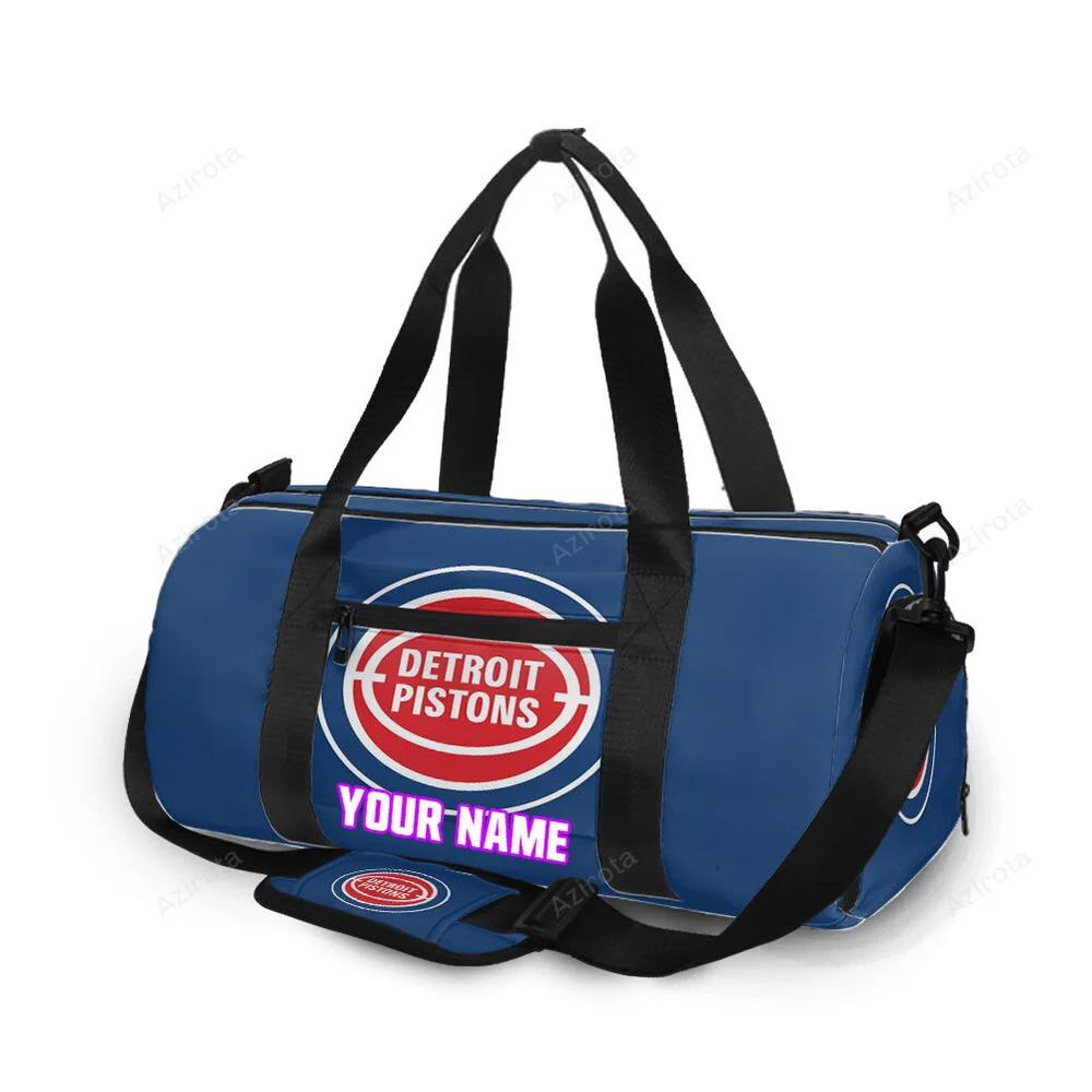 Detroit pistons navy wood personalized name travel bag gym bag 1206 Travel Bag