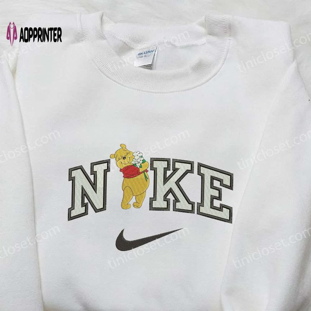 Disney x nike flower winnie the pooh embroidered sweatshirt – unique and stylish nike inspired shirt Embroidered Shirt