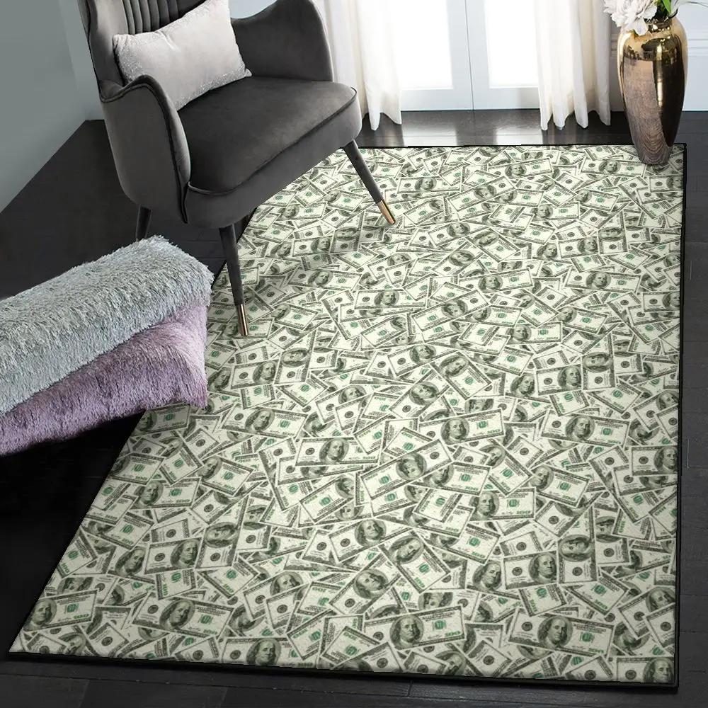 Dollar large living room rugs, dollar money pattern rug Rectangle Rug