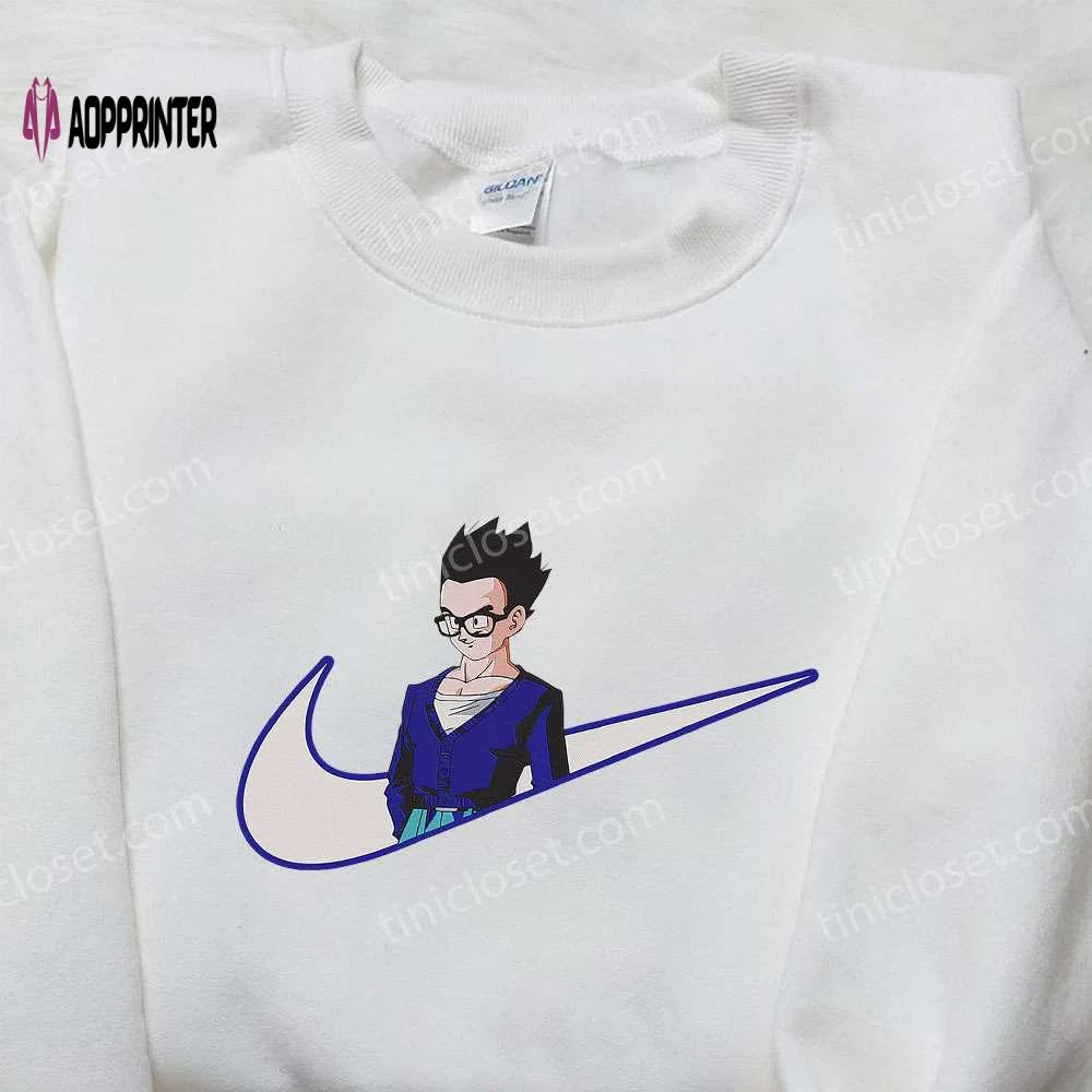 Dragon ball gohan x nike embroidered hoodie & shirt: anime-inspired nike swoosh apparel Embroidered Shirt