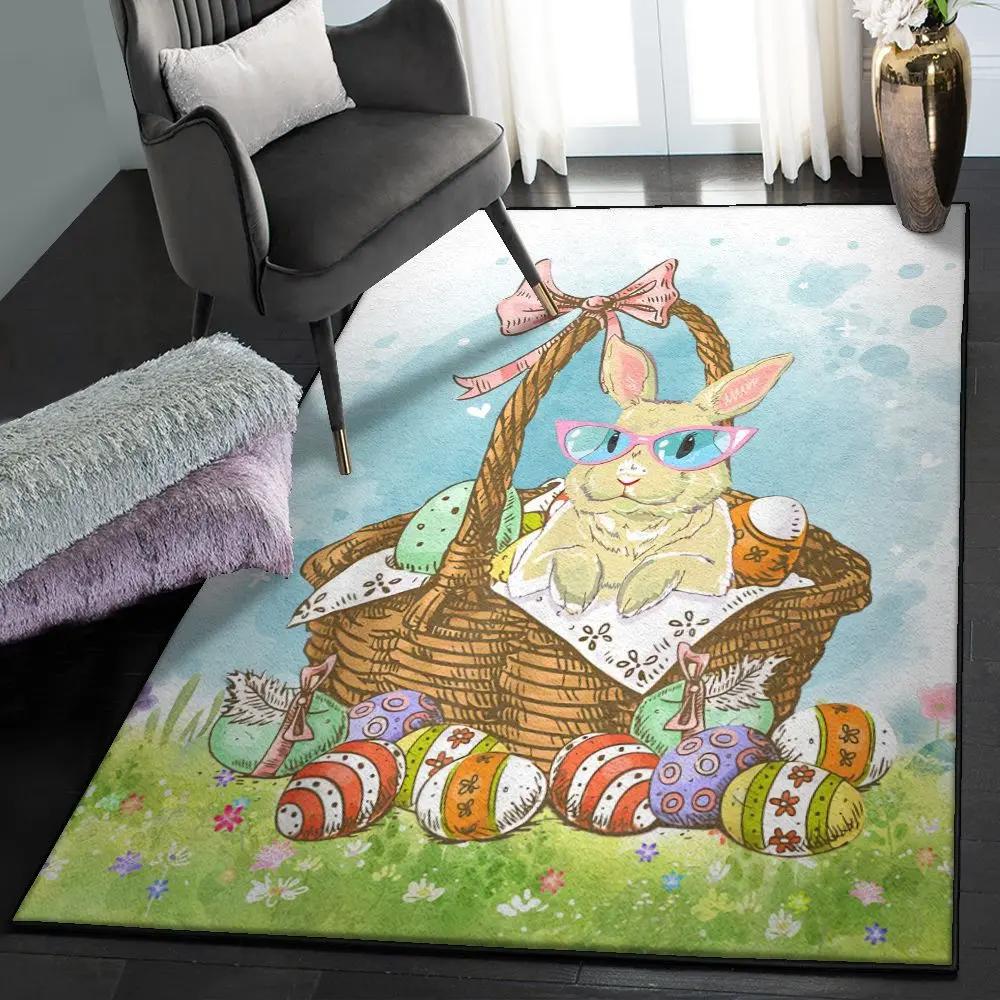 Easter bunny outdoor carpet, happy easter rabbit gs rug Rectangle Rug