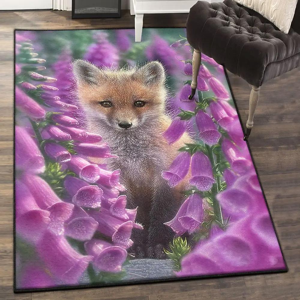 Fox bedroom rugs, foxgloves fox rug Rectangle Rug