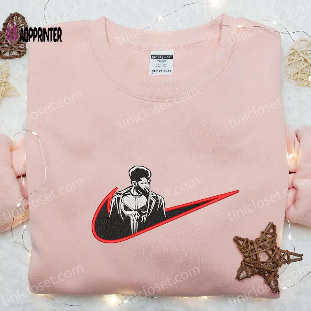 Frank castle x nike embroidered shirt marvel universe sweatshirt custom hoodie Embroidered Shirt