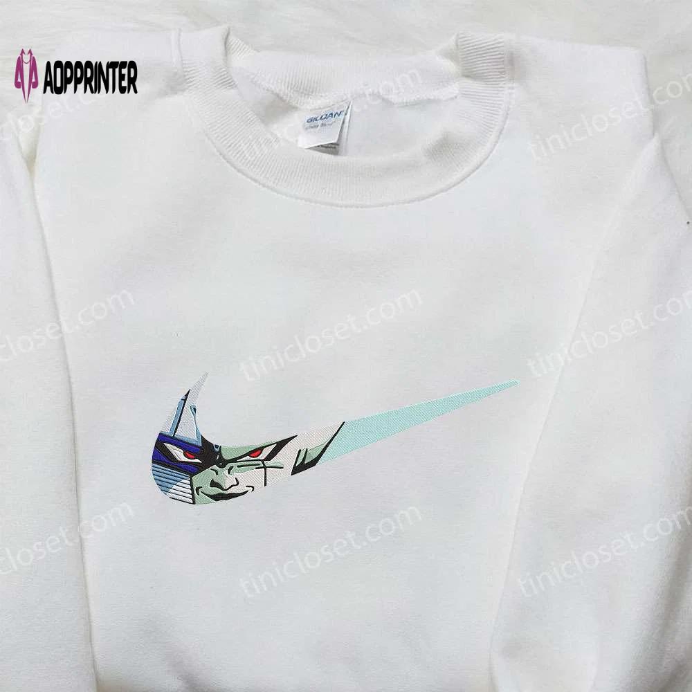 Frieza x nike swoosh anime embroidered hoodie & dragon ball shirt nike inspired embroidery Embroidered Shirt