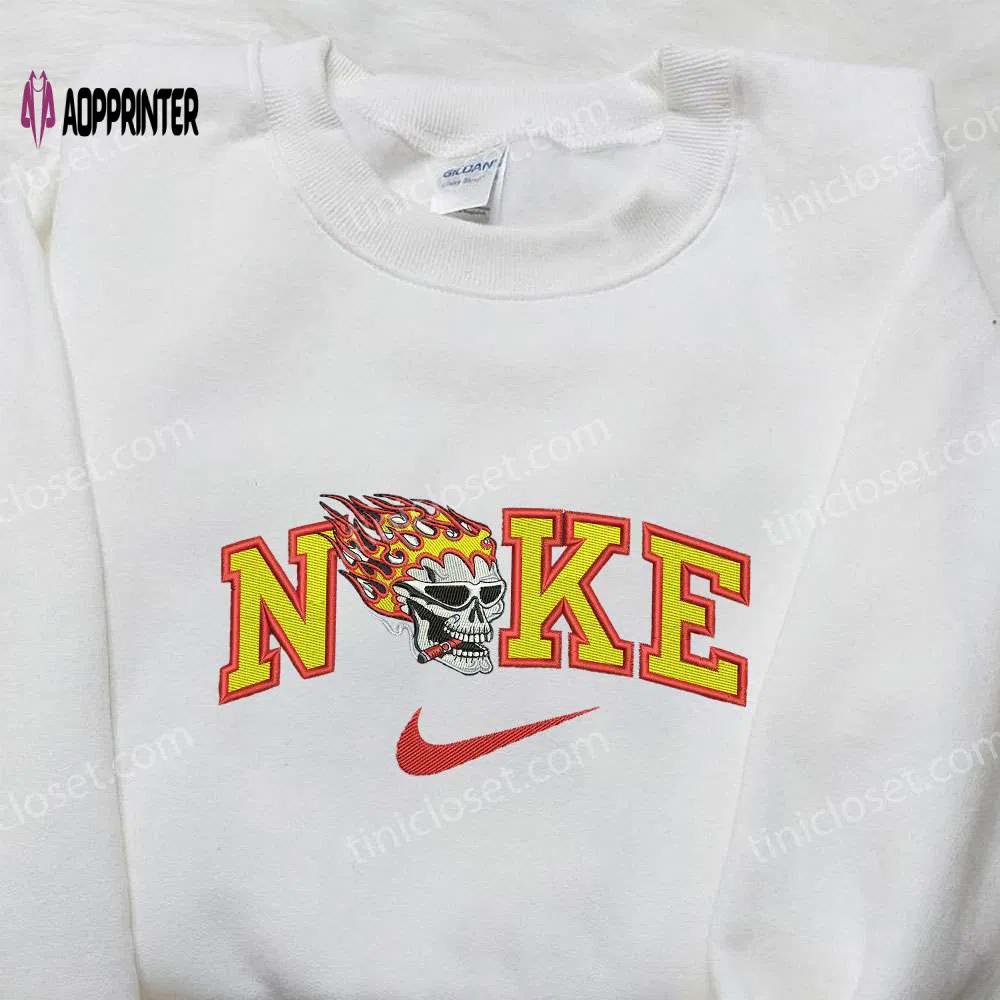 Ghost rider x nike embroidered sweatshirt: movie shirt + nike inspired design Embroidered Shirt