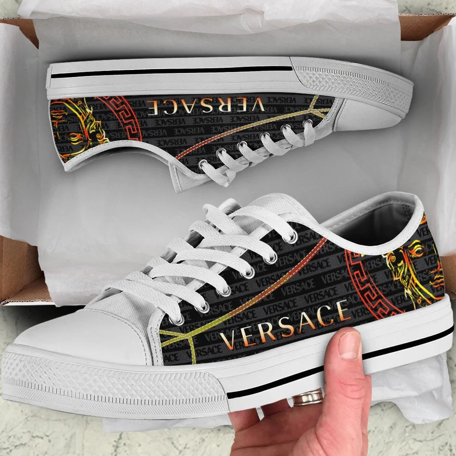 Gianni versace black white low top canvas shoes sneakers hot best for men women 77 lwcs Low Top Canvas Shoes